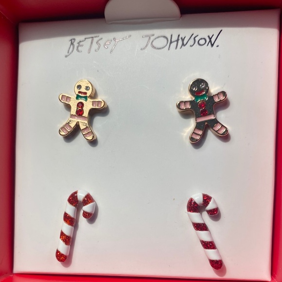 Betsey Johnson 2 pair Gingerbread and Candy Cane - Picture 3 of 7